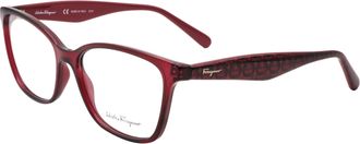 Ferragamo Ferragamo Womens 55mm Transparent Burgundy Opticals