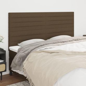 vidaXL Cabeceros 4 Unidades De Tela Marr&oacute;n Oscuro 100x5x78/88 Cm Vidaxl