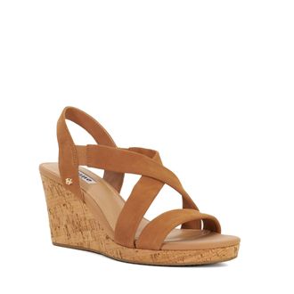 Dune London Ladies KAMIES Leather Cork Wedge Sandals Size UK 8 Wedges Tan