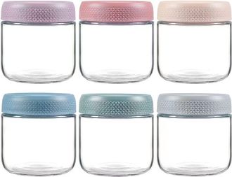OEM Juego De 6 Recipientes De Avena De 350 Ml Con Tapas, Tarros De Vidrio Con Tapas Herm&eacute;ticas, Recipientes De Vidrio Para Almacenar Alimentos