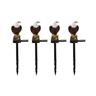 OEM 4 Luces Solares De Resina Para Jard&iacute;n, Figura De &Aacute;guila Calva, L&aacute;mpara Solar De Patio Con Sensor Crepuscular, L&aacute;mpara Solar Con Forma De Animal Sobre 