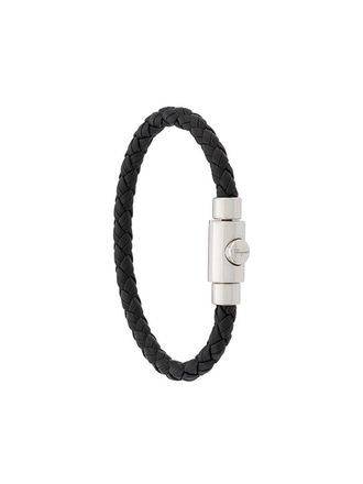 Ferragamo woven bracelet - men - Calf Leather/Brass - One Size - Black
