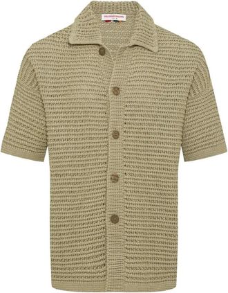 Orlebar Brown Thomas Knit Shirt - Heren - Korte mouwen Overhemden - Groen - M - Overhemden
