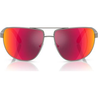 Ferrari 64mm Pillow Sunglasses in Shiny Dark Gunmetal /Grey at Nordstrom
