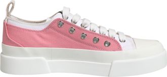 Dolce & Gabbana White Pink Canvas Low Top Sneakers Womens Shoes (Pre-Owned)