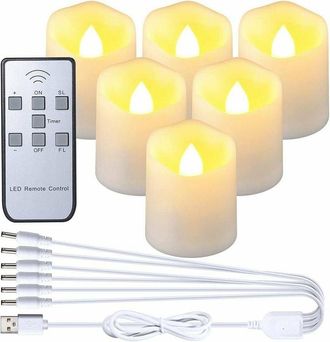 OEM Led Bougie Rechargeable - 3 8 Cm - Luz C&aacute;lida 2700 K - Para Decoraci&oacute;n Interior Exterior - Pack De 6