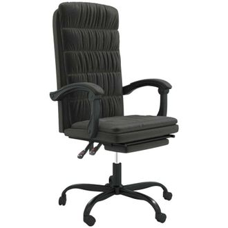 vidaXL Silla De Oficina Reclinable Terciopelo Negro Vidaxl
