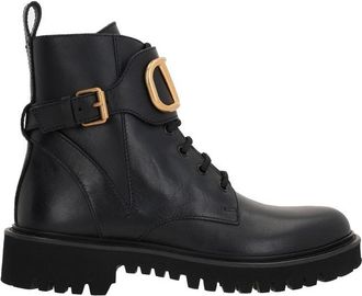 Valentino Garavani Black Calfskin Lace-Up Womens Boots