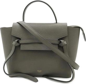 Celine Pre-owned Leather Belt Bag Micro 2Way Handbag - Dames - Vintage Handtas - Grijs - ONE Size - Leer - Vintage