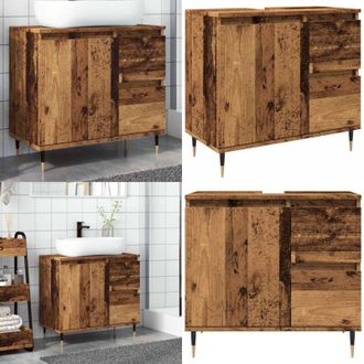 vidaXL Armadietto da Bagno Legno Antico 65x33x60 cm in Truciolato - Armadio da bagno - Mobile da bagno