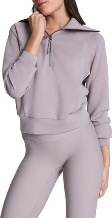 Spanx AirEssentials Half Zip Sweatshirt in Coastal Fog at Nordstrom, Size X-Small