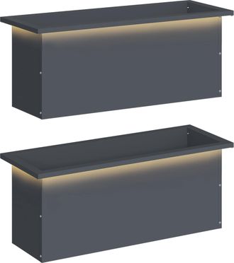 vidaXL Jardinera Para Jard&iacute;n Con Luces Led 2 Uds. Antracita Vidaxl