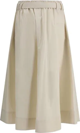 Brunello Cucinelli Womens Cream Wide Long Skirt