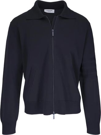 Thom Browne Cardigan con zip e dettaglio a 4 righe - Blu