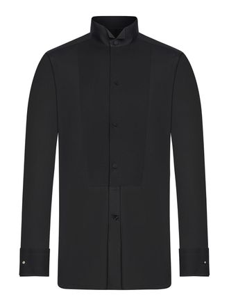 Tom Ford Black Cotton Shirt With Cotton Pique Plastron