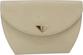 Saint Laurent Pre-owned Vintage Leren Crossbodytas - Dames - Vintage Schoudertas - Beige - ONE Size - Leer - Vintage