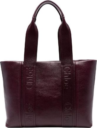 Chloé Woody Debossed Logo Leather Tote Bag