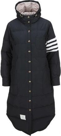 Thom Browne Vestido camisero con capucha y relleno por debajo de la rodilla con 4 barras en tejido antidesgarro militar