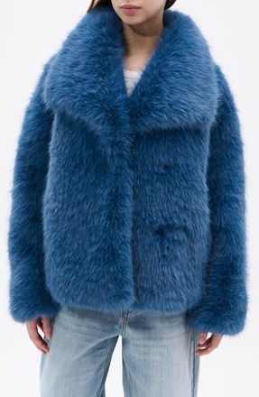 Azalea Wang Regina Faux Fur Jacket in Blue at Nordstrom, Size Small