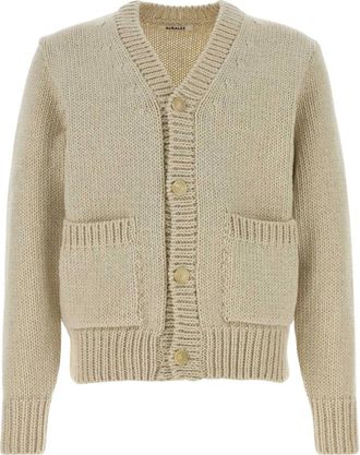 Auralee Wollen Kasjmier Gevilt Gebreid Vest - Heren - Vesten - Beige - XL - Wol - Truien & Vesten