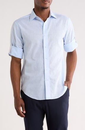 Lorenzo Uomo Trim Fit Cotton Dress Shirt in Ice Blue at Nordstrom Rack, Size 18.5 - 34