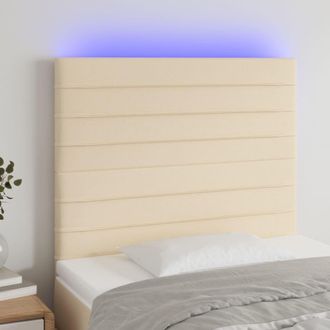 vidaXL Cabecero Con Luces Led Tela Crema 100x5x118/128 Cm Vidaxl