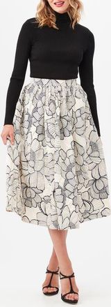 Trina Turk Aurelia A-Line Midi Skirt in Savanna Sand/black at Nordstrom, Size 12