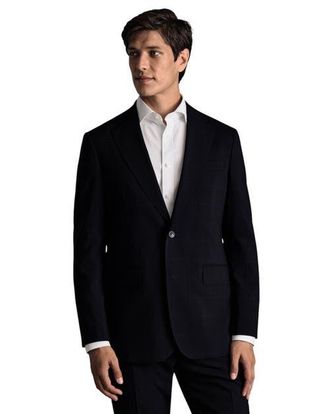 CHARLES TYRWHITT Windowpane Slim Fit Jacket in Navy at Nordstrom, Size 42