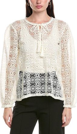 Vince Camuto Circle Lace Tassel Trim Shirt