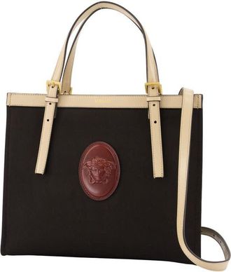 Versace Medusa Emblem Calfskin Tote Bag Black