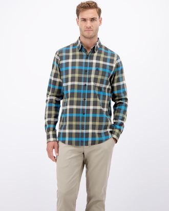 Lerros Flanellhemd LERROS Stylisches Flannelhemd, klassisch kariert, Damen, Gr. XXL, Normalgr&ouml;ssen, nordic olive, 100% Baumwolle, Hemden Flanellhemd
