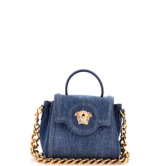Versace La Medusa Top Handle Bag Denim Small