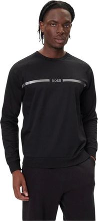 HUGO BOSS Pullover van katoen - Heren - Sweatshirts & Hoodies - Zwart - Maat: L Katoen