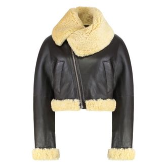 Jacquemus Aviatore Jacket - Dames - Leren en Su&egrave;de Jassen - Bruin - XS - Leer - Jassen