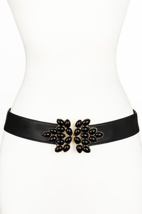 Raina Jaclyn Chain Leather Belt in Black at Nordstrom, Size Medium