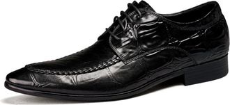 Generic Mens Lace Up Formal Dress Shoes Pointed Toe Business Shoes Low Block Heel Wedding Party Prom Shoe,Black,5.5 UK