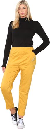 Generic Ladies Womens Full Length Cherry Berry Trousers - Bottom Slim Summer Pants Elasticated Italian Casual Pants Joggers Plus 10-24 (Mustard, 10)