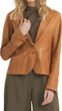 Jakett Amelia Wrinkled Leather Blazer In Au Lait