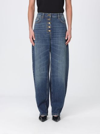Elisabetta Franchi Jeans baggy a vita alta in denim di cotone