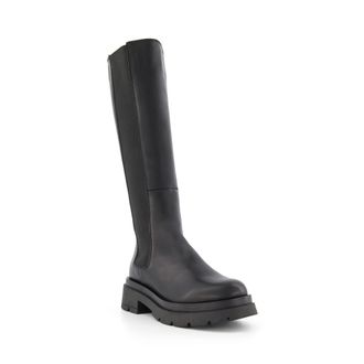 Dune London Womens Ladies TEMPAS Chunky-Sole Leather Knee-High Boots - Black Leather (archived) - Size UK 8