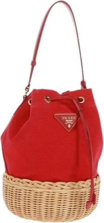 Prada Pre-owned Bucket Bags, female, Red, Size: ONE SIZE Pre-owned Vintage Bucket Bag