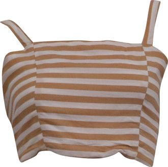 Faithfull The Brand Faithfull The Brand Striped Cropped Top in Beige Viscose