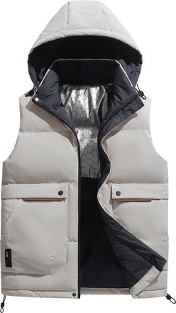 Feoya Mens Winter Puffer Vest Sleeveless Bodywarmer Padded Gilet Warm Winter Jacket Vest Sleeveless Lightweight Windproof Outwear Coat with Removable Hood K