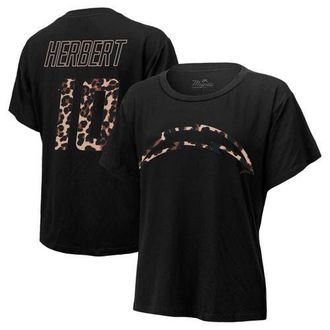 Majestic Threads Womens Majestic Threads Justin Herbert Black Los Angeles Chargers Leopard Player Name & Number T-Shirt at Nordstrom, Size Medium