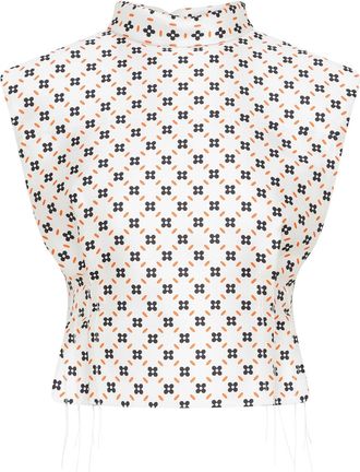 Lanvin Chalk Floral Cropped Sleeveless Top-Donna