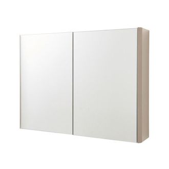 Clifton Cashmere 2-Door Mirror Bathroom Cabinet 60cm H x 80cm W in Pale Grey | Size: 60 cm H x 80 cm W