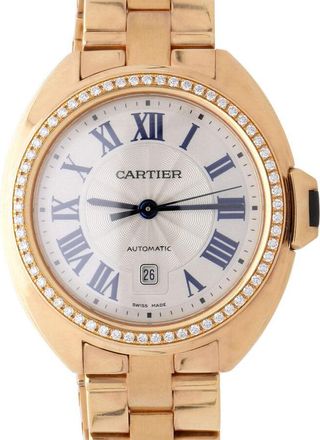 Cartier Pre-owned Cartier Cle Diamond Silver Flinque Sunray Dial Ladies Watch WJCL0003