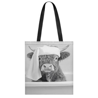 Generic Funny Highland Cow Bath Womens Tote Casual Shopping Bag Lightweight Shoulder Bags Hobos Handbag for Work Travel Daily 35x40cm