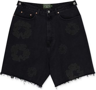 Denim Tears Black Mono Wreath Denim Shorts