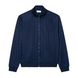 Lacoste Monogram Jacquard Zipped Jacket - Heren - Sweatshirts & Hoodies - Blauw - Maat: S Poliester
